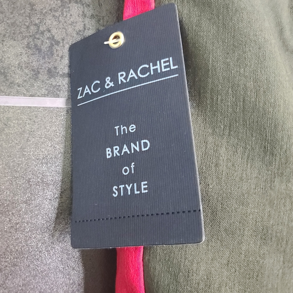 Zac & Rachel Olive Green Straight Leg Pants with Pink Side Stripe - Picture 4 of 4